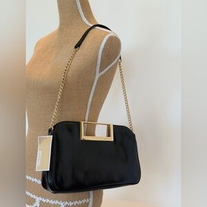 Michael Kors Black Shoulder Bag with Gold Chain
